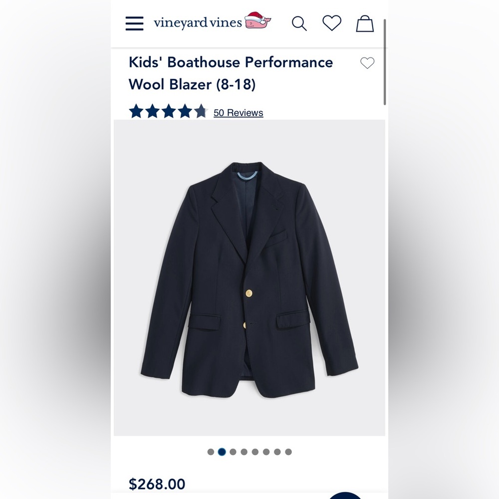 Navy Vineyard Vines Kids' Boathouse Performance Wool Blazer